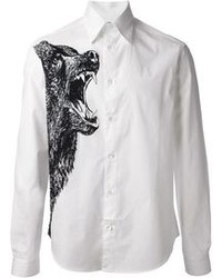 Camicia a maniche lunghe stampata bianca e nera di McQ by Alexander McQueen