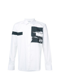 Camicia a maniche lunghe stampata bianca e nera di Neil Barrett