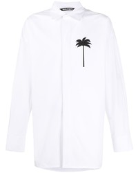 Camicia a maniche lunghe stampata bianca e nera di Palm Angels