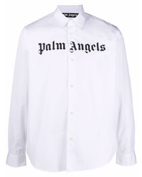 Camicia a maniche lunghe stampata bianca e nera di Palm Angels