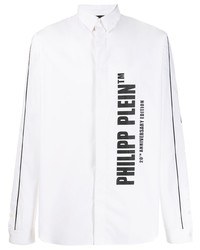 Camicia a maniche lunghe stampata bianca e nera di Philipp Plein