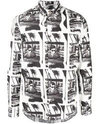 Camicia a maniche lunghe stampata bianca e nera di PS Paul Smith