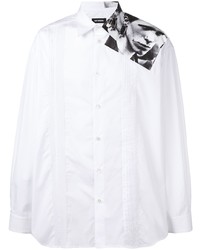 Camicia a maniche lunghe stampata bianca e nera di Raf Simons