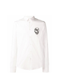 Camicia a maniche lunghe stampata bianca e nera di Versace Jeans