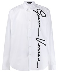 Camicia a maniche lunghe stampata bianca e nera di Versace