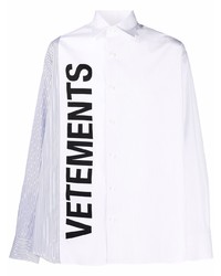 Camicia a maniche lunghe stampata bianca e nera di Vetements