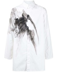Camicia a maniche lunghe stampata bianca e nera di Yohji Yamamoto