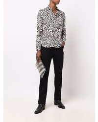 Camicia a maniche lunghe stampata bianca e nera di Saint Laurent