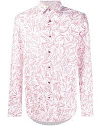 Camicia a maniche lunghe stampata bianca e rosa di BOSS