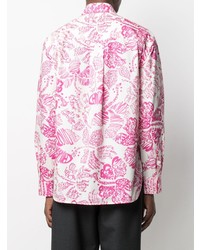Camicia a maniche lunghe stampata bianca e rosa di Marni