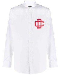 Camicia a maniche lunghe stampata bianca e rossa di DSQUARED2