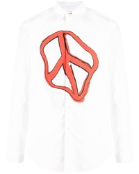 Camicia a maniche lunghe stampata bianca e rossa di PS Paul Smith