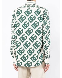 Camicia a maniche lunghe stampata bianca e verde di Dolce & Gabbana