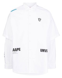 Camicia a maniche lunghe stampata bianca di AAPE BY A BATHING APE