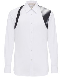 Camicia a maniche lunghe stampata bianca di Alexander McQueen