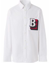 Camicia a maniche lunghe stampata bianca di Burberry