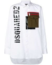 Camicia a maniche lunghe stampata bianca di DSQUARED2
