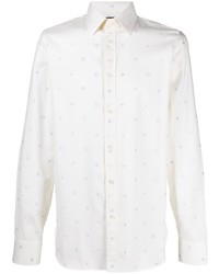 Camicia a maniche lunghe stampata bianca di Gucci