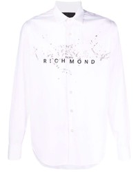 Camicia a maniche lunghe stampata bianca di John Richmond