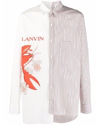 Camicia a maniche lunghe stampata bianca di Lanvin
