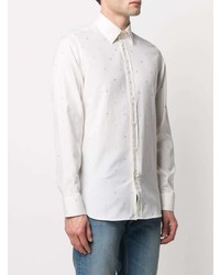 Camicia a maniche lunghe stampata bianca di Gucci