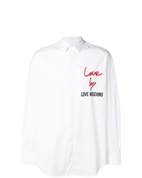 Camicia a maniche lunghe stampata bianca di Love Moschino