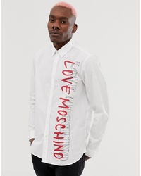 Camicia a maniche lunghe stampata bianca di Love Moschino