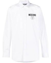 Camicia a maniche lunghe stampata bianca di Moschino