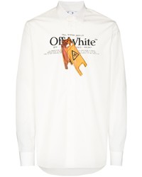Camicia a maniche lunghe stampata bianca di Off-White