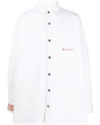 Camicia a maniche lunghe stampata bianca di Raf Simons