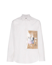 Camicia a maniche lunghe stampata bianca di Raf Simons