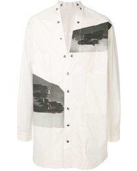 Camicia a maniche lunghe stampata bianca di Rick Owens