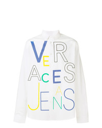 Camicia a maniche lunghe stampata bianca di Versace Jeans