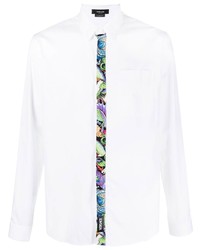 Camicia a maniche lunghe stampata bianca di Versace