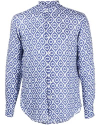 Camicia a maniche lunghe stampata blu scuro e bianca di PENINSULA SWIMWEA
