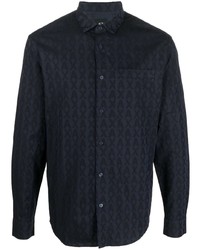 Camicia a maniche lunghe stampata blu scuro di Armani Exchange