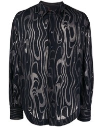 Camicia a maniche lunghe stampata blu scuro di Eckhaus Latta