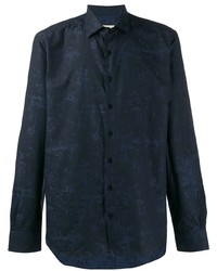 Camicia a maniche lunghe stampata blu scuro di Etro