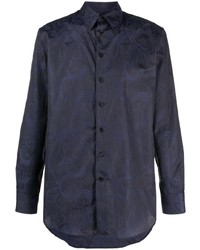 Camicia a maniche lunghe stampata blu scuro di Etro