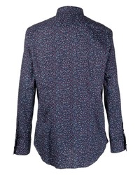 Camicia a maniche lunghe stampata blu scuro di Xacus