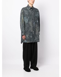 Camicia a maniche lunghe stampata blu scuro di Yohji Yamamoto