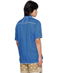 Camicia a maniche lunghe stampata blu di Rhude