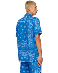 Camicia a maniche lunghe stampata blu di Rhude