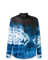Camicia a maniche lunghe stampata blu di Christian Pellizzari