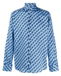 Camicia a maniche lunghe stampata blu di Etro