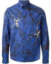 Camicia a maniche lunghe stampata blu di McQ by Alexander McQueen