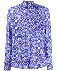 Camicia a maniche lunghe stampata blu di PENINSULA SWIMWEA