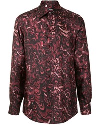 Camicia a maniche lunghe stampata bordeaux di Dolce & Gabbana