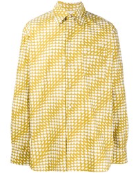 Camicia a maniche lunghe stampata gialla di Marni