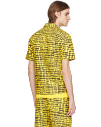 Camicia a maniche lunghe stampata gialla di Moschino